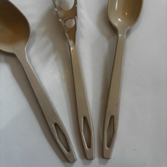 VTG Tailor Made USA Almond Nylon Pasta Spoon/Slotted Spaghetti Fork Set 3pc - Picture 2 of 7